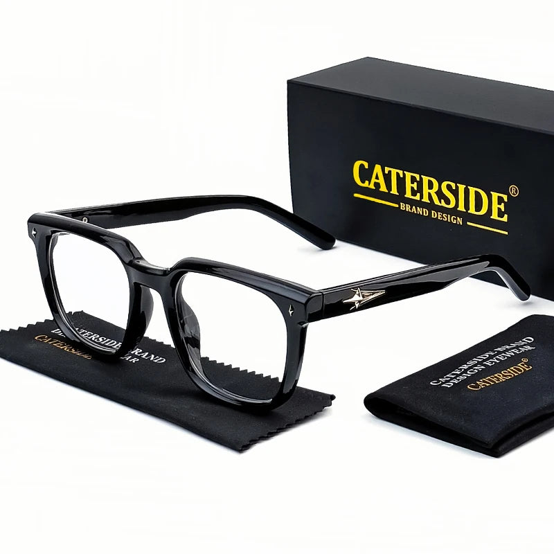 CATERSIDE Anti Blue Light Glasses Men Brand Design TR90 Square Frames Eyewear Women Business Minimalist Fashion Transparent Lens