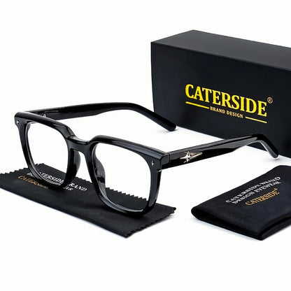 CATERSIDE Anti Blue Light Glasses Men Brand Design TR90 Square Frames Eyewear Women Business Minimalist Fashion Transparent Lens