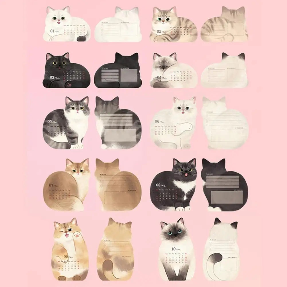 Wooden Base 2026 3D Cat Dog Series Desk Calendar,Multifunctional Desktop Planner Calendar Yearly Agenda Organizer for Home Offic