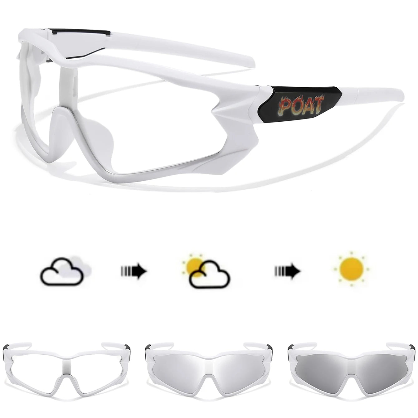 POAT Brand Photochromic Eyewear for Men Women MTB Bike Bicycle Cycling Fishing Running Glasses New Style Sunglasses Sports