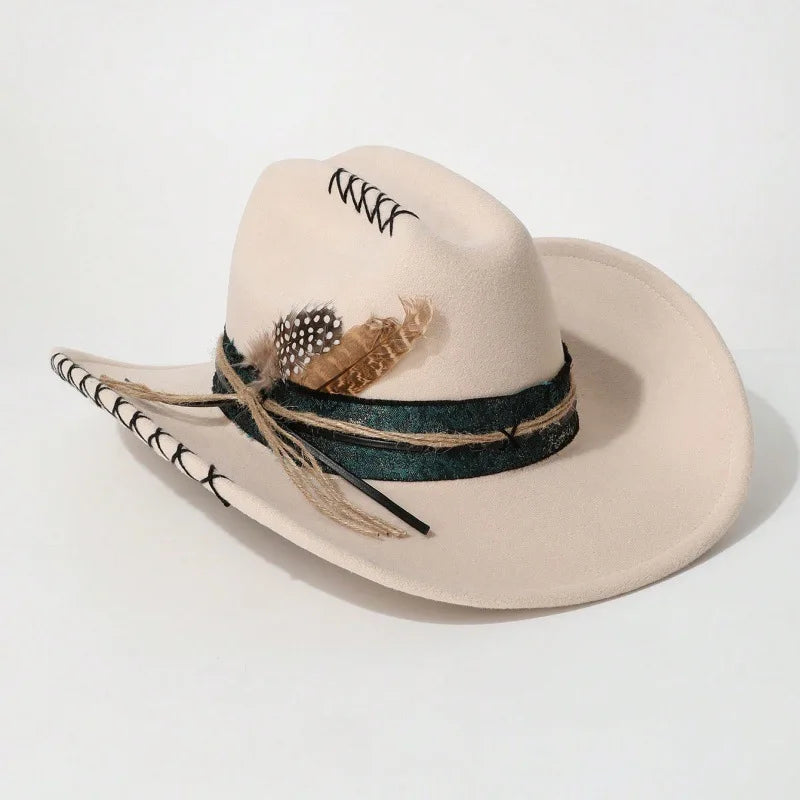 Handmade Fedora Hat suede Men's and Women's Hat feather vintage Fashion Jazz hat Top hats flat Panama sombrero mujer British hat