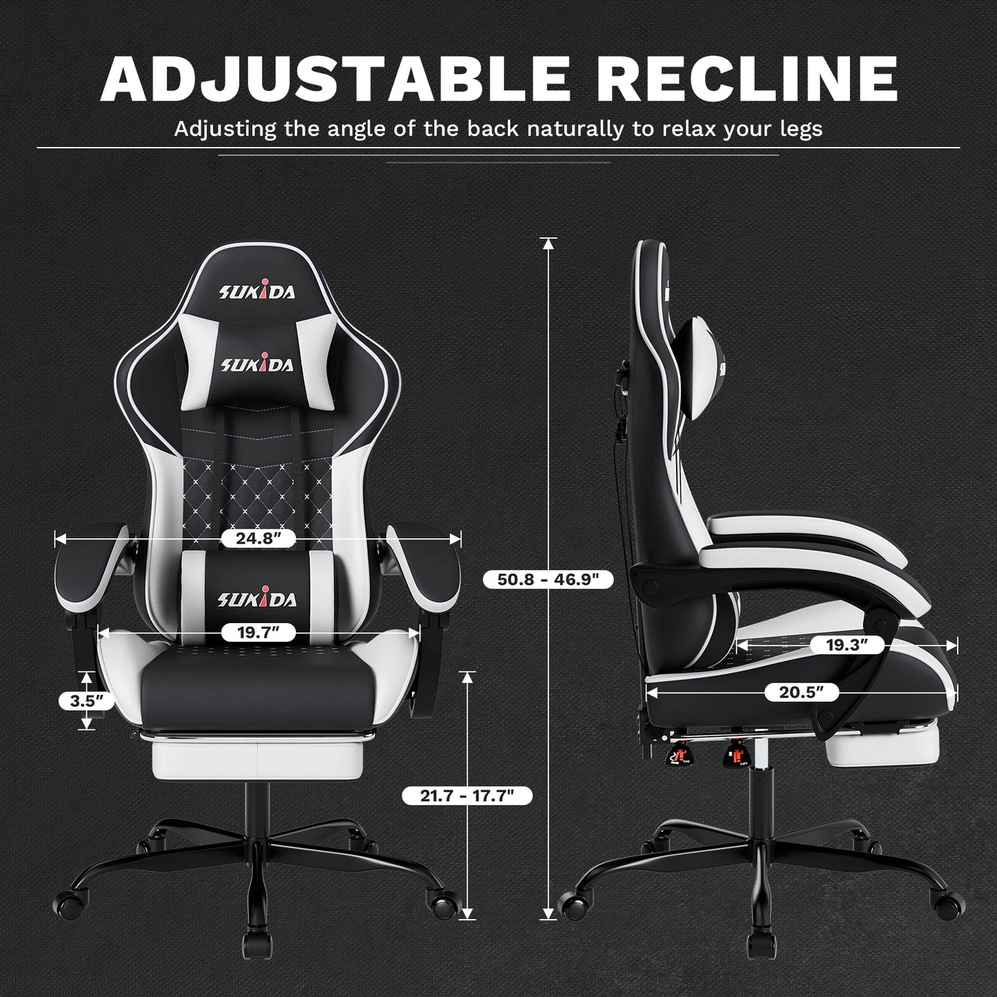 Ergonomic Gamer Chairs Computer Chair Gamer Chairs for Adults Massage Lumbar Support Swivel Height Adjustable Headrest Backrest