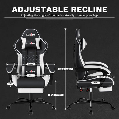 Ergonomic Gamer Chairs Computer Chair Gamer Chairs for Adults Massage Lumbar Support Swivel Height Adjustable Headrest Backrest