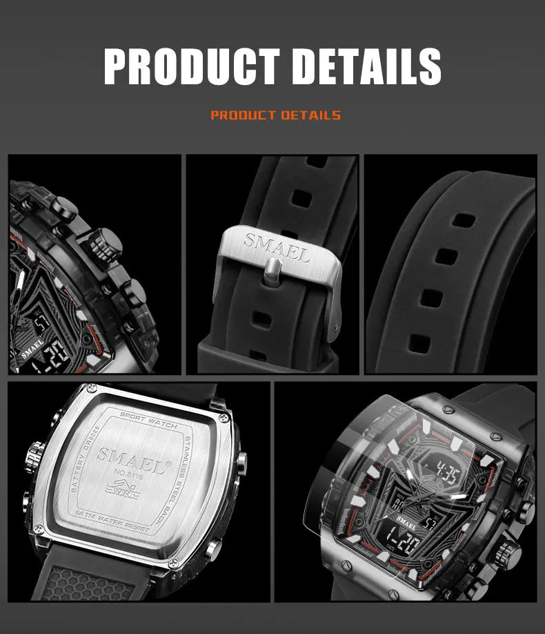 SMAEL Brand 8116 Waterproof Dropshipping Watch Alarm Clock Luminous Young Fashion business Quartz Sport Wristwatches