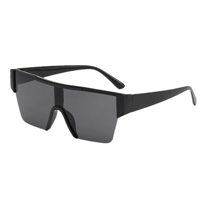 Retro Big Square Frame Women Men Sunglasses Fashion One Piece Black Silver Lens Shades UV400 Trending Sun Glasses Eyewear 2026