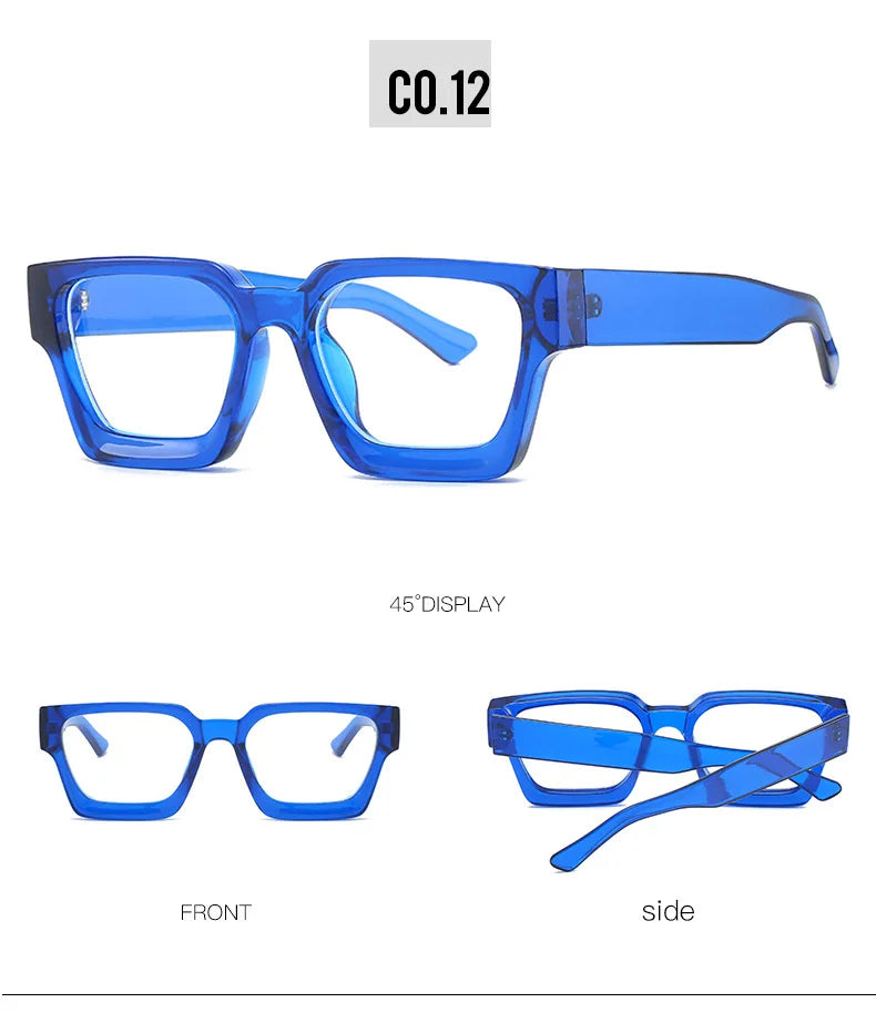 Oversized Square Reading Glasses For Women Brand Designer Blue Light Blocking Eyeglasses Green Leopard Prescription Glasses Men