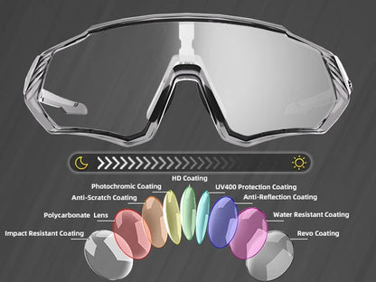 Kapvoe New Outdoor Photochromic Cycling Sunglasses Men Women Road Mountain Bike Bicycle Cycling Glasses Sport Running Eyewear