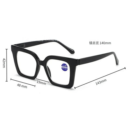 New Fashionable Large Frame Reading Glasses with Spring Legs Multi-colour Anti-blue Light Presbyopia Glasses for Men and Women