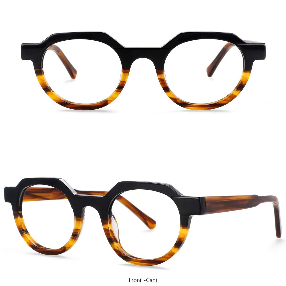 54139 Retro Acetate Optical Glasses Frames Men Women Two Color Splicing Fashion Eyeglasses
