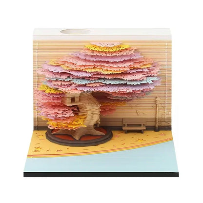 Treehouse 3D Desktop Calendar Sticky Notes Creative Crafts Souvenirs Paper Carvings Memo Pad New Year Gifts Office Ornament