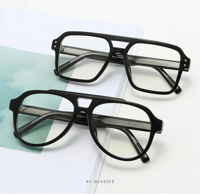 Unisex Retro Glasses Frame Large Eyeglasses Anti Blue Light Square Opical Glasses Aviation Suitable Decoration Eyewear