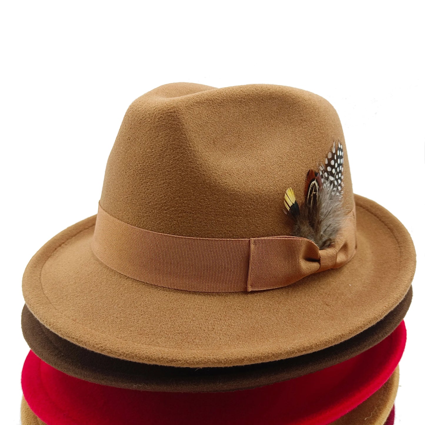 Women's Men's Fedora Hat Winter and Autumn Elegant Women's Gangster Trilby Felt Hamburg Church Jazz Hat 55-58CM Adjustable