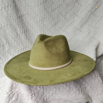 Colorful Suede Wide Brim Felt Fedoras Women's Hat Men's Church Jazz Hat Denim Hat Panama шляпа женская летняя 2024