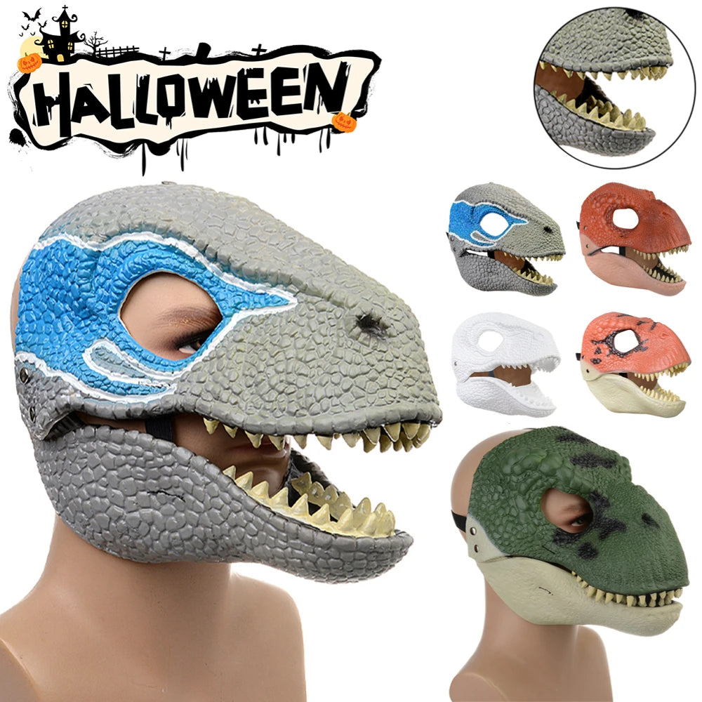 Halloween Dinosaur Mask Horror Dinosaur Headgear Raptor Scary Party Props Halloween Decoration Best Gifts for Kid Children