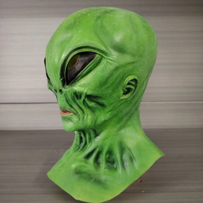 Alien latex mask headgear, Halloween horror and funny holiday costume, cosplay, escape room, haunted house