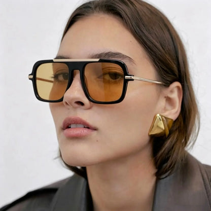 QVQV Brand Design Square Oversized Sunglasses for Women Men Fashion Popular Leopard Champagne Shades UV400 Sun Glasses Trendy