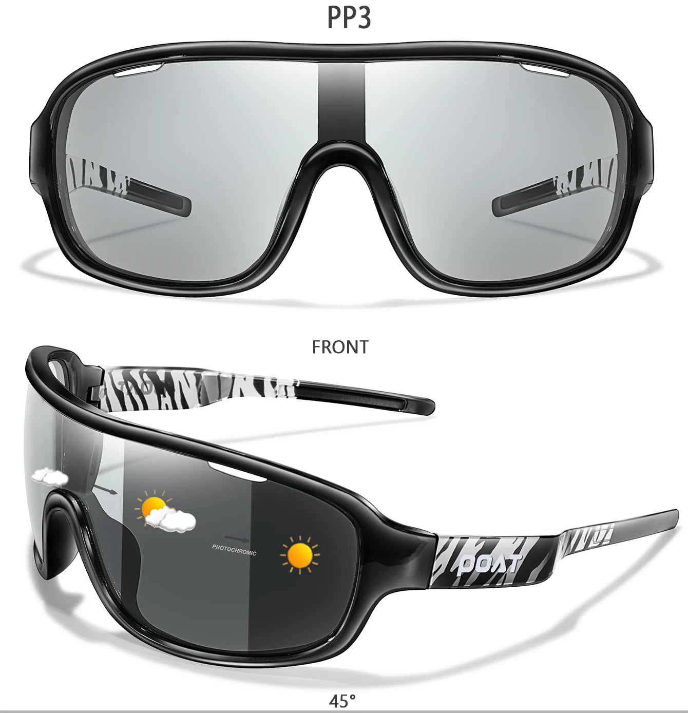 POAT BRAND Cycling Photochromic Eyewear Outdoor Sports Cycling Fishing Road Bike Hiking Sunglasses Men Women windproof Glasses