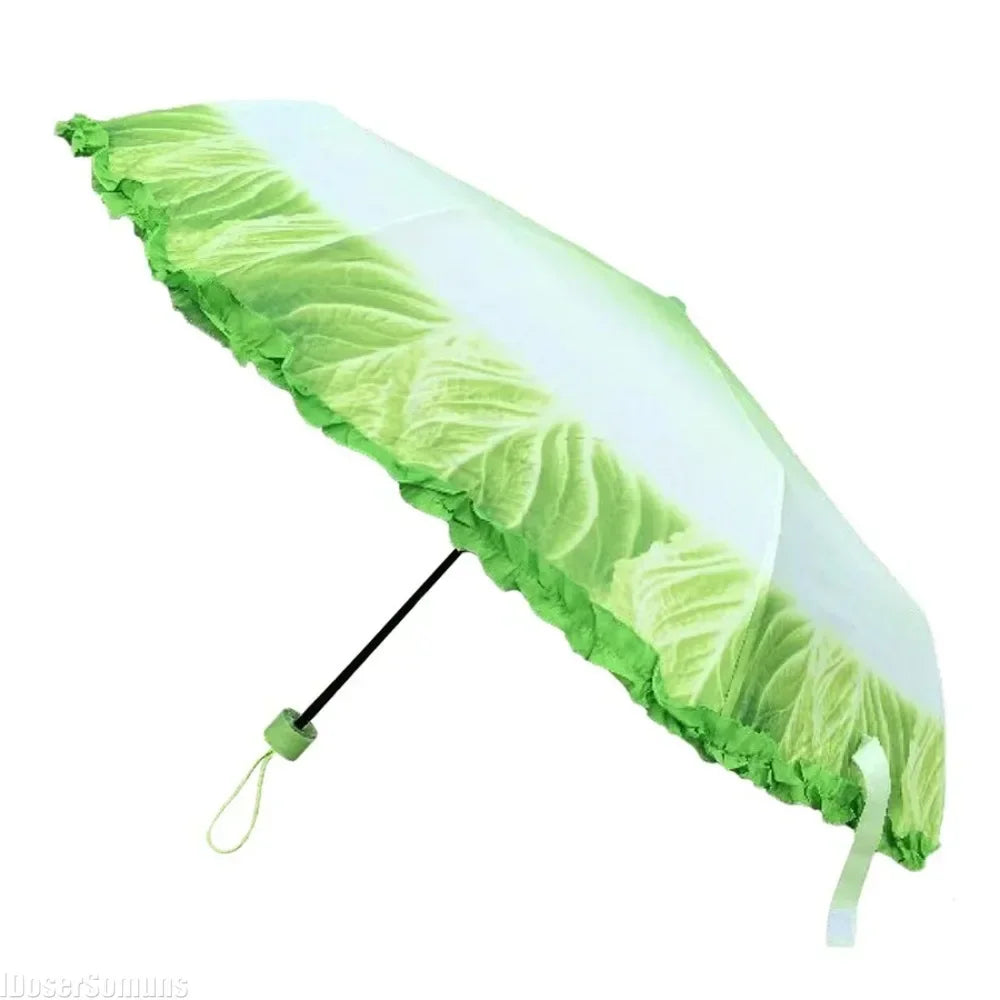 Creative Cabbage Umbrella UV Protection Beach Funny Vegetable Umbrella Parasol Gifts Lettuce Folding Rainy and Sunny Umbrellas