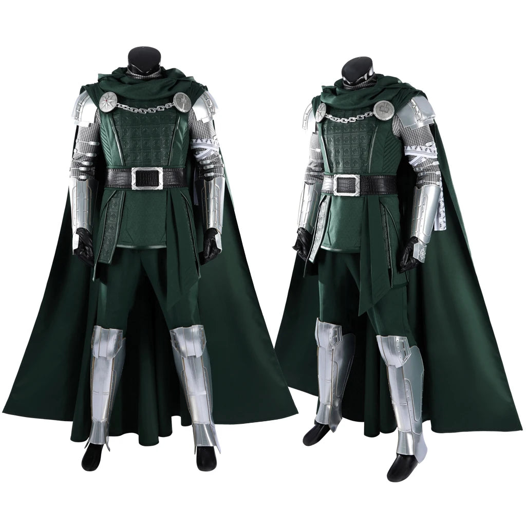 New Doom Cosplay Costume High Quality Green Cloak Mask Shoes Armor Set Men's Superhero Role Play Uniform Halloween Outfit Custom