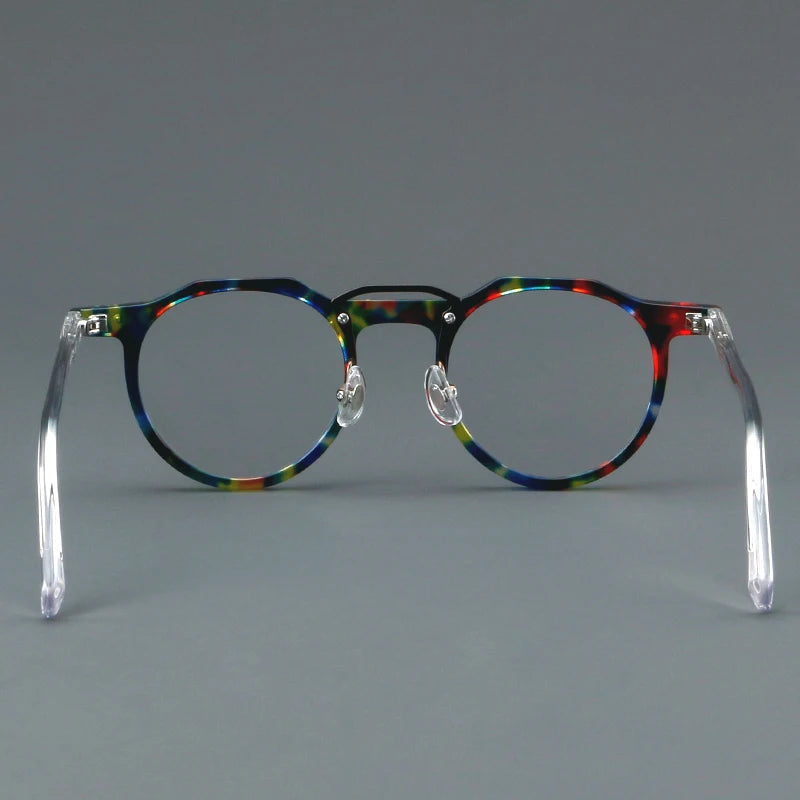 KSVEREN Vintage Acetate Frame Reading Glasses Men Women Fashion Round Rivet Optical Glasses Transparent Prescription Spectacles