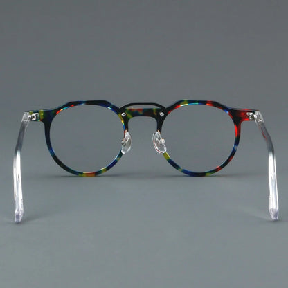 KSVEREN Vintage Acetate Frame Reading Glasses Men Women Fashion Round Rivet Optical Glasses Transparent Prescription Spectacles
