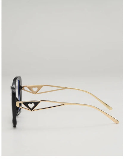 Luxury Brand Oversized Square Reading Glasses Women Triangle heart Temple Eyeglasses Blue Light Blocking Clear Computer Glasses