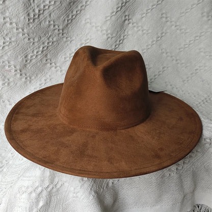 Colorful Suede Wide Brim Felt Fedoras Women's Hat Men's Church Jazz Hat Denim Hat Panama шляпа женская летняя 2024