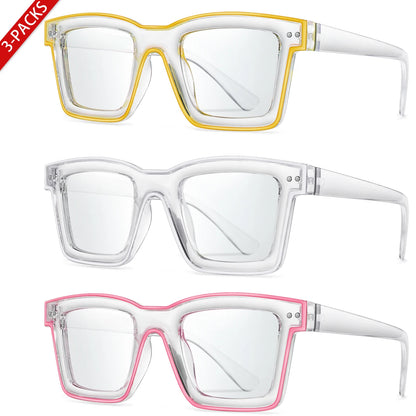 3 Pairs Fashion Casual Sunglasses For Women Large Transparent Shades Eyewear Daily Outfit shopping Selfie Hiking Travel Beach