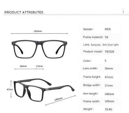 Men's Optical CR39 Lenses Myopia Presbyopic Eyewear Women Blue Light Blocking Prescription Reading Glasses TR90 Eyeglasses Frame