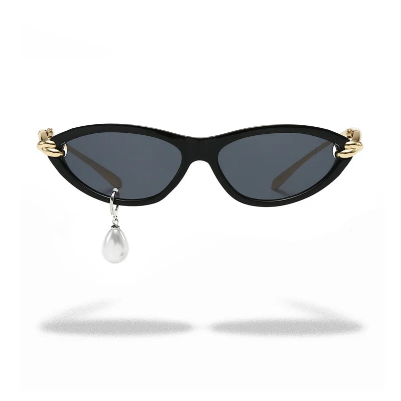 Pearl Diamond  DIY Tear Sunglasses for Women Small Frame Cat Eye Fashion Forward Mermaid Tear Aviator Eyewear