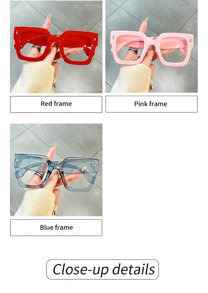 New style New style Vintage Glasses Square Full Rim Spectacles Unisex, Anti-Reflective Coating, Fashionable Transparent Lenses
