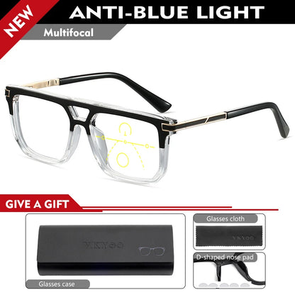 VICKI Mature Man's Double-barreled High-end TR Glasses - Customizable Prescription - Anti-blue Light Glasses Multifocal 84003