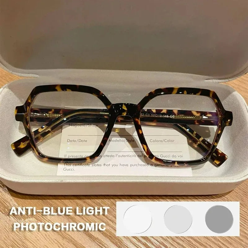 EYORA Fashion Polygon Prescription Reading Glasses Women Myopia Eyewear Hyperopia Anti Blue Light Progressive Optical Eyeglasses
