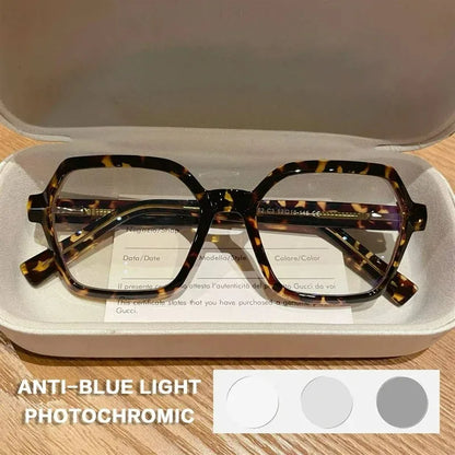 EYORA Fashion Polygon Prescription Reading Glasses Women Myopia Eyewear Hyperopia Anti Blue Light Progressive Optical Eyeglasses
