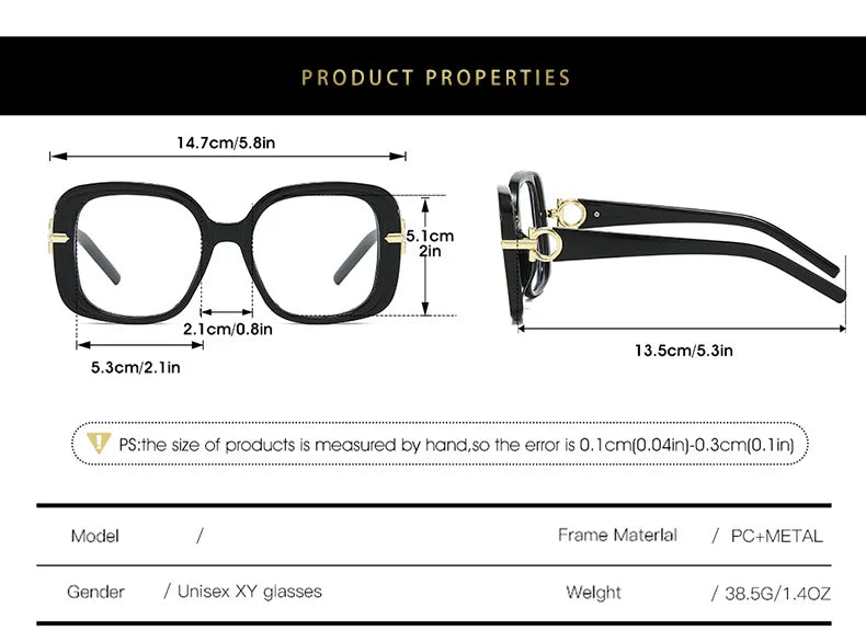 Square Large Anti Blue Light Reading Glasses Women Clear Lens Glasses Frames Finished Prescription Glasses Customized Diopter