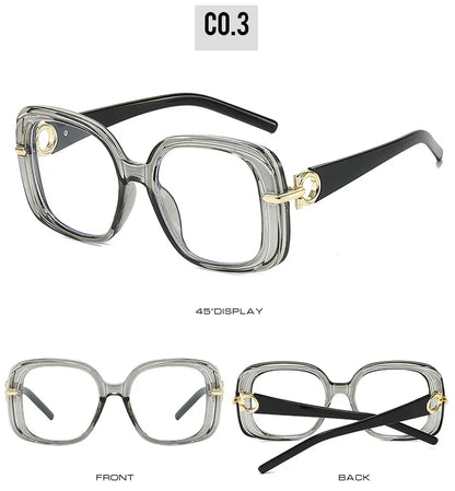 Square Large Anti Blue Light Reading Glasses Women Clear Lens Glasses Frames Finished Prescription Glasses Customized Diopter