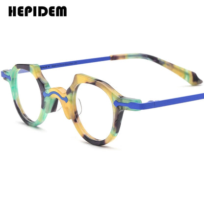 FONEX HEPIDEM Acetate Eyeglasses Frame Men 2025 New Small Round Brand Design Glasses Women Retro Vintage Eyewear Spectacles 9341