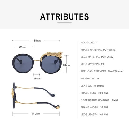 Oversized Round Sunglasses Women Big 2026 Luxury Brand Crystal Leopard-Shaped Sun Glasses for Ladies Anti Blue Light Eyeglasses