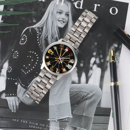 Logo Men's Watch Wife Musical Instrument Universal Watches Husband Family Pattern Guitar Clock Wristwatch DIY Dial