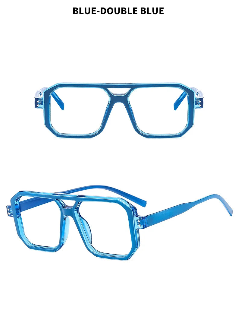 Brand Men Square Black grey Frame Reading Glasses Fashion Women Double Bridge Rice Nail Anti Blue Light Presbyopia Glasses +2 +5