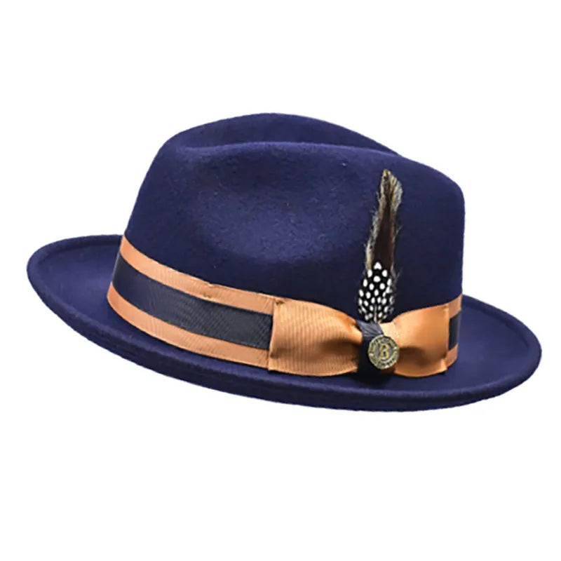 Fedora Men's Feather Wide-brimmed Hat Unisex Wool Felt Jazz Top Hat Autumn and Winter Ladies Hat Church Men's Hat Casual