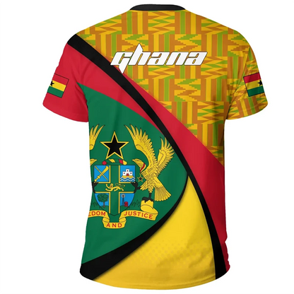 African Ghana T-shirt Fashion 3D Printed Coat Of Arms T Shirts For Men Casual Round Neck Tees Summer Sports Tops Short Sleeves