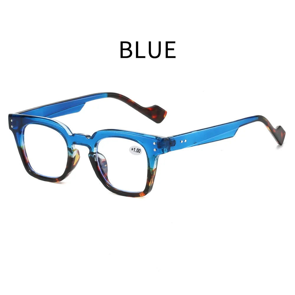 Stylish Square Frame Hyperopia Eyewear Men Anti Blue Light Reading Glasses Color Blocked Presbyopia Eyeglasses for Women