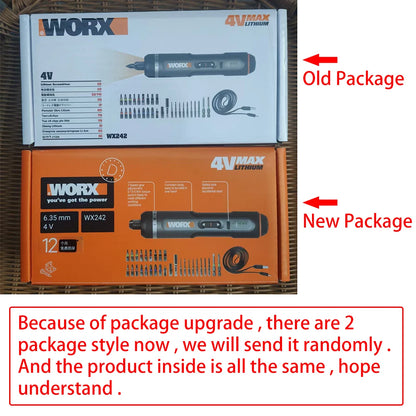 WORX WX242 4V Electrical Screwdriver Set Smart Cordless Electric Screwdrivers USB Rechargeable 30 Bit Mini Drill Power Tool work