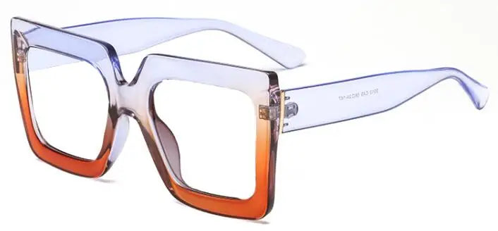 Farsightedness Glasses Transparent Computer Anti Blue Light Reading Glasses Men Women Two Tone Big Square Eyeglasses Frame Retro