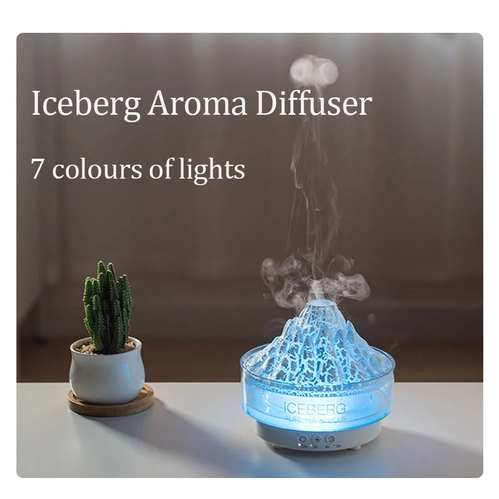 Volcano Flame Diffuser Essential Oil Diffusers for Home Bedroom Air Humidifier Remote Control 7 Colours Lights Timer shutdown