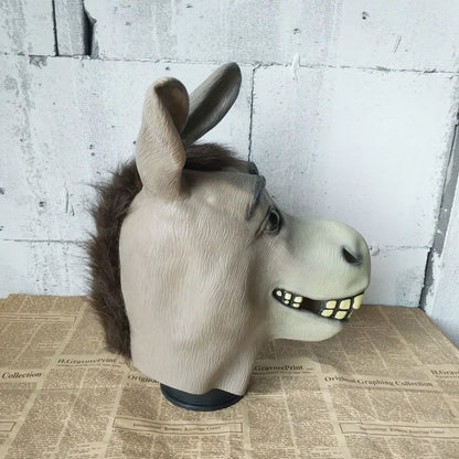 NEW Latex Animal Head, Adult Donkey mask loquacious donkey dance mask Halloween horror play funny performance animal hood