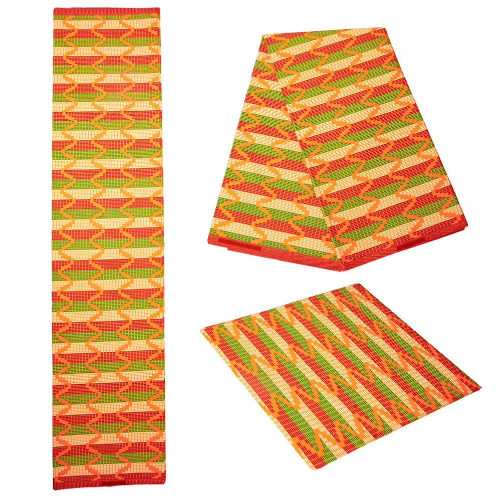 Veritablewax Fan Pattern African Fabric By the Yard Polyester Material For Handsewing High Quality Cloth for Party Dress A-27