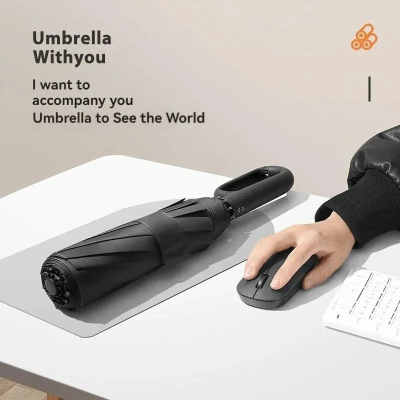 20 Rib Ring Buckle Automatic Folding Umbrella Extra Large Double UPF50+ Sunshade for Men Women