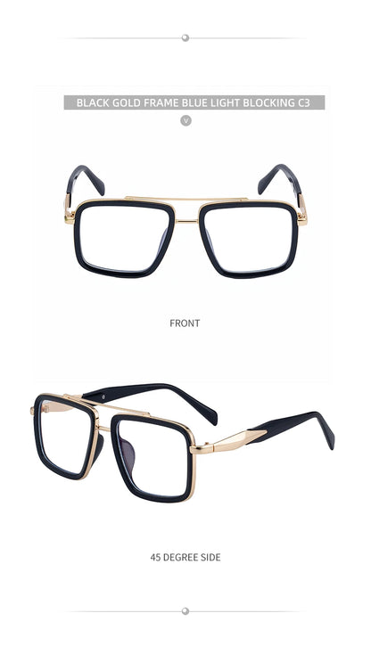 Vintage Oversized Square Polarized Sunglasses Men 2026 Luxury Steampunk Metal Frame Double Beam Driving Eyewear UV400 Shades